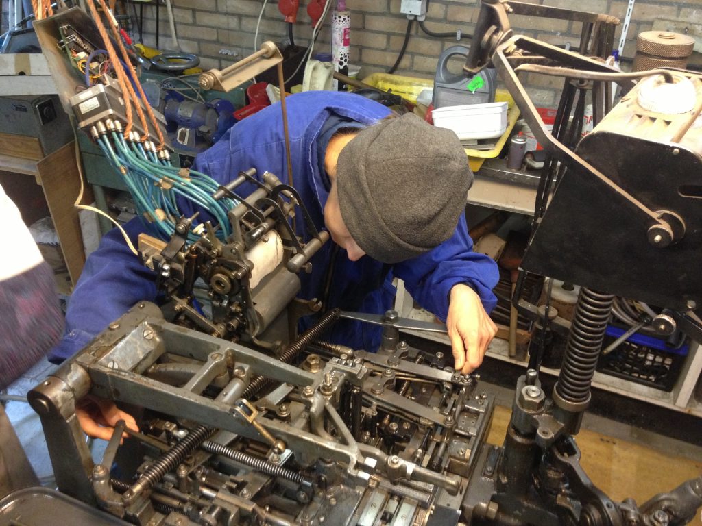 Julia working the pin tongs spring.